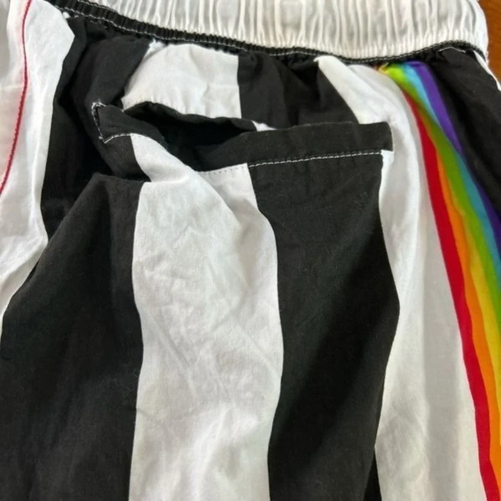 Eighty Eight Men's Striped Board Shorts. Black/White/Rainbow. Size‎ Large.